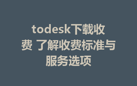 todesk下载收费 了解收费标准与服务选项