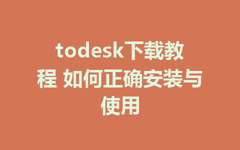 todesk下载教程 如何正确安装与使用