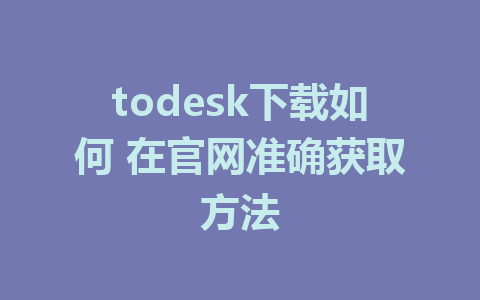 todesk下载如何 在官网准确获取方法