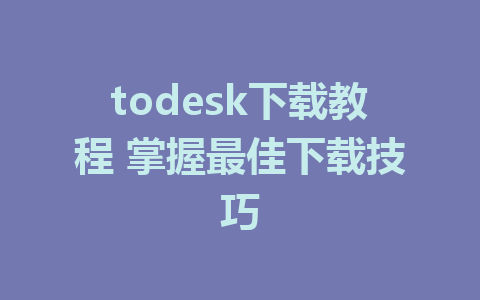 todesk下载教程 掌握最佳下载技巧