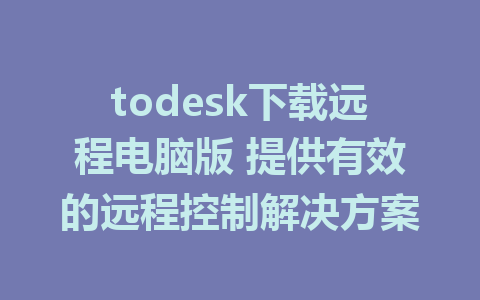 todesk下载远程电脑版 提供有效的远程控制解决方案