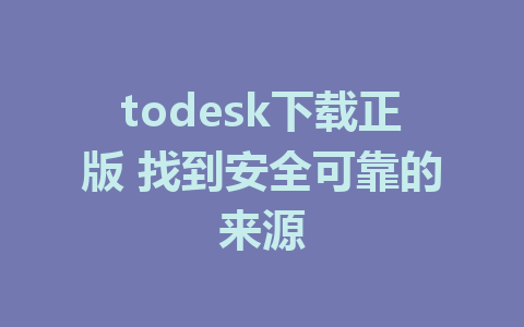 todesk下载正版 找到安全可靠的来源