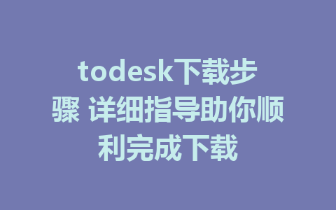 todesk下载步骤 详细指导助你顺利完成下载